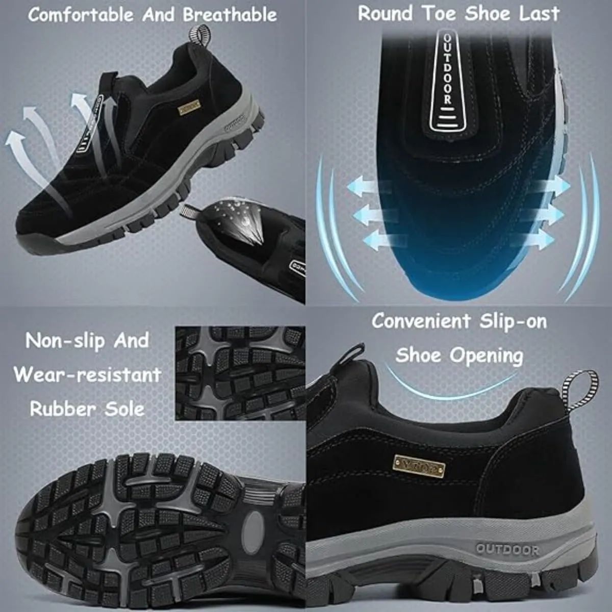 Men's Comfortable Waterproof Orthopedic Walking Shoes,Orthopedic Walking Shoes Hiking Shoes Mens,Slip-On Outdoor Sneakers
