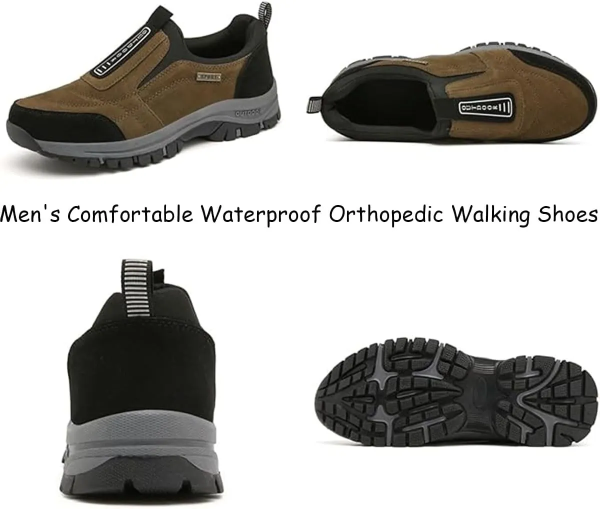Men's Comfortable Waterproof Orthopedic Walking Shoes,Orthopedic Walking Shoes Hiking Shoes Mens,Slip-On Outdoor Sneakers