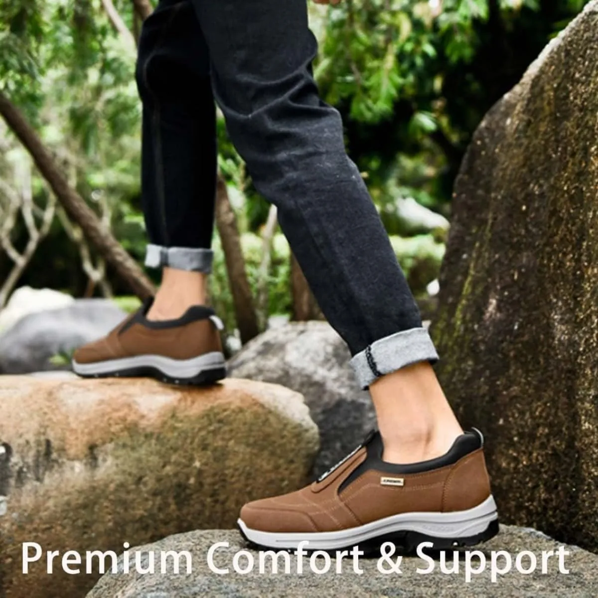 Men's Comfortable Waterproof Orthopedic Walking Shoes,Orthopedic Walking Shoes Hiking Shoes Mens,Slip-On Outdoor Sneakers