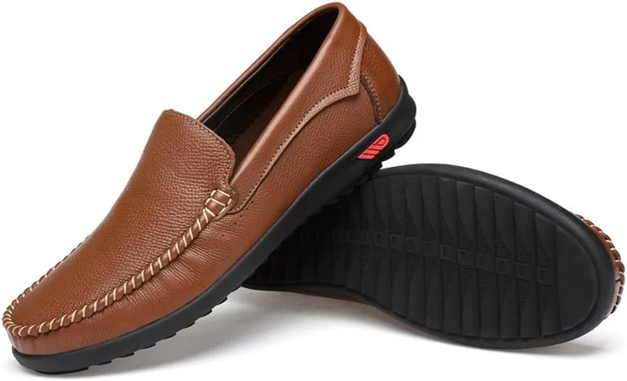 Men's Driving Penny Loafers Bare Vamp Casual Boat Moccasins Soft Rubber Sole