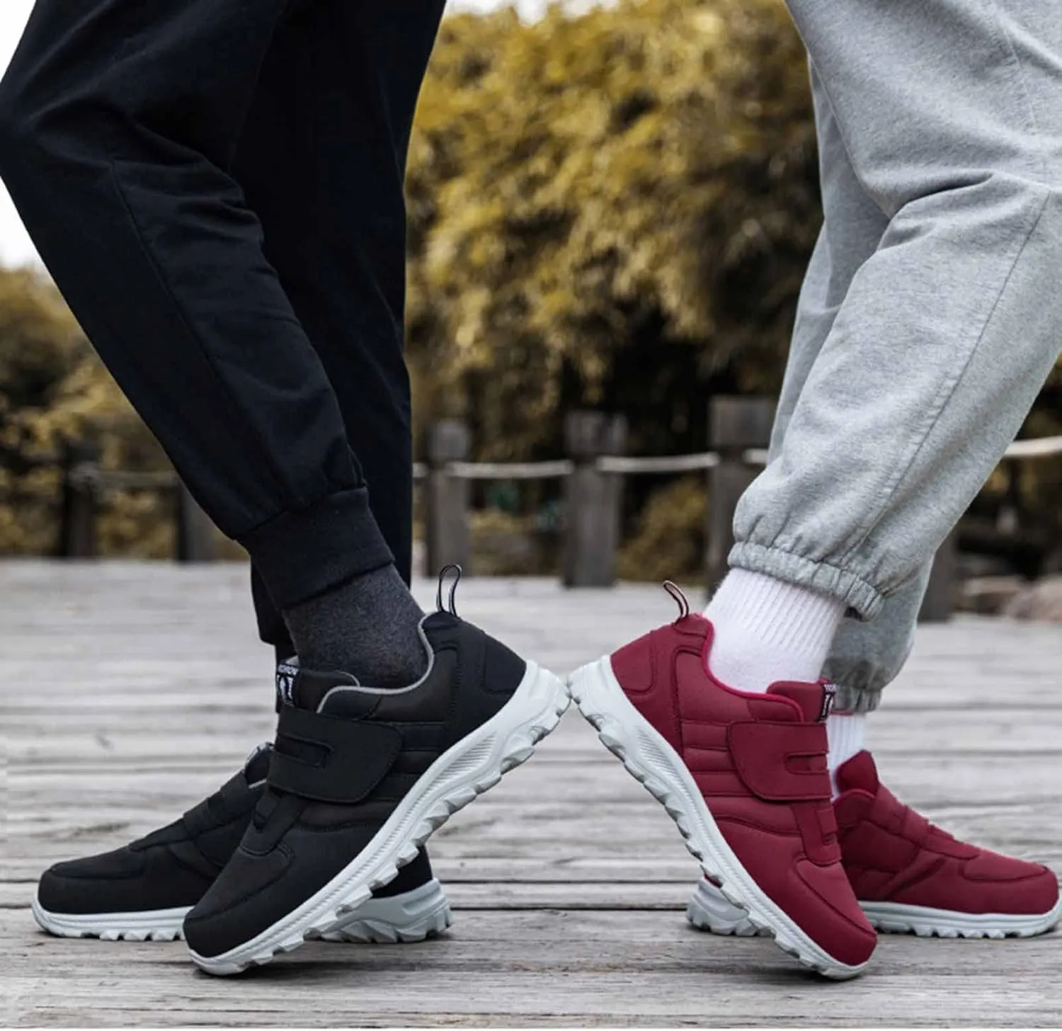 Men's Fashion Sneakers Couple Models Men's Middle and Elderly Light and Comfortable Non Slip Hook Loop Walking Sport
