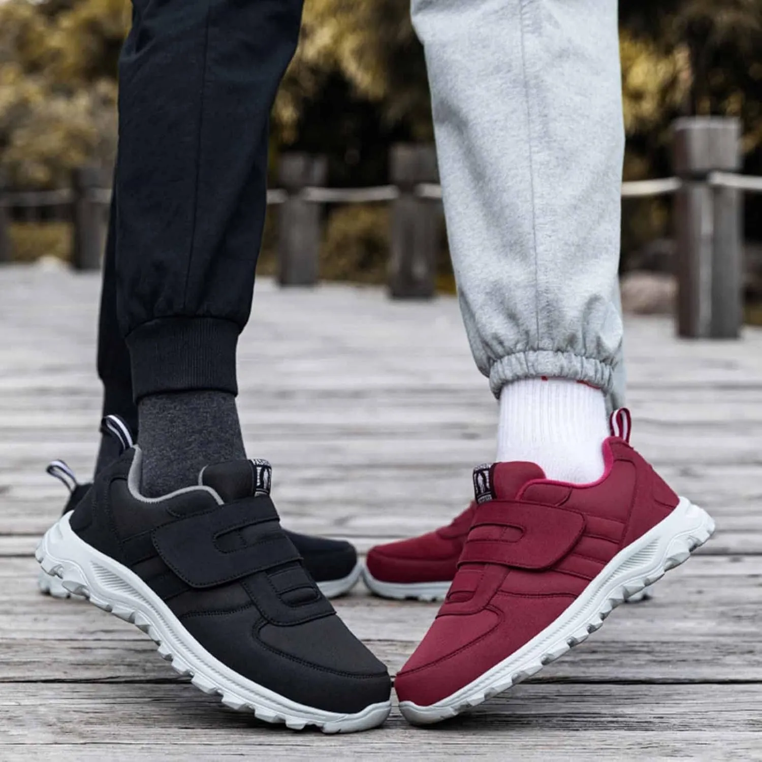 Men's Fashion Sneakers Couple Models Men's Middle and Elderly Light and Comfortable Non Slip Hook Loop Walking Sport