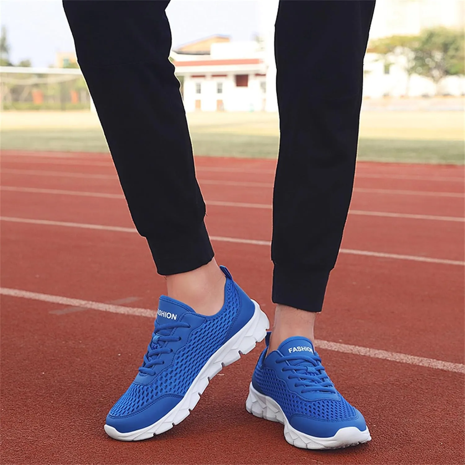 Men's Sneakers Fashion All Seasons Men Mesh Breathable Comfortable Lightweight Flat Soft Lace Up Casual