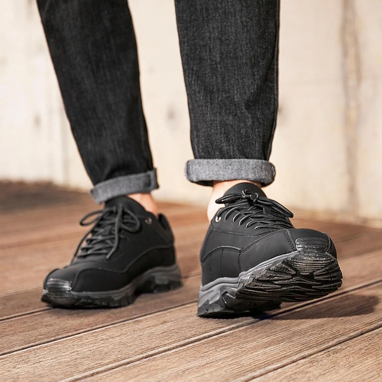 Mens Tennis Shoes Men's Fashion Leather Lace Up Outdoor Hiking Shoes Casual Sports Hiking