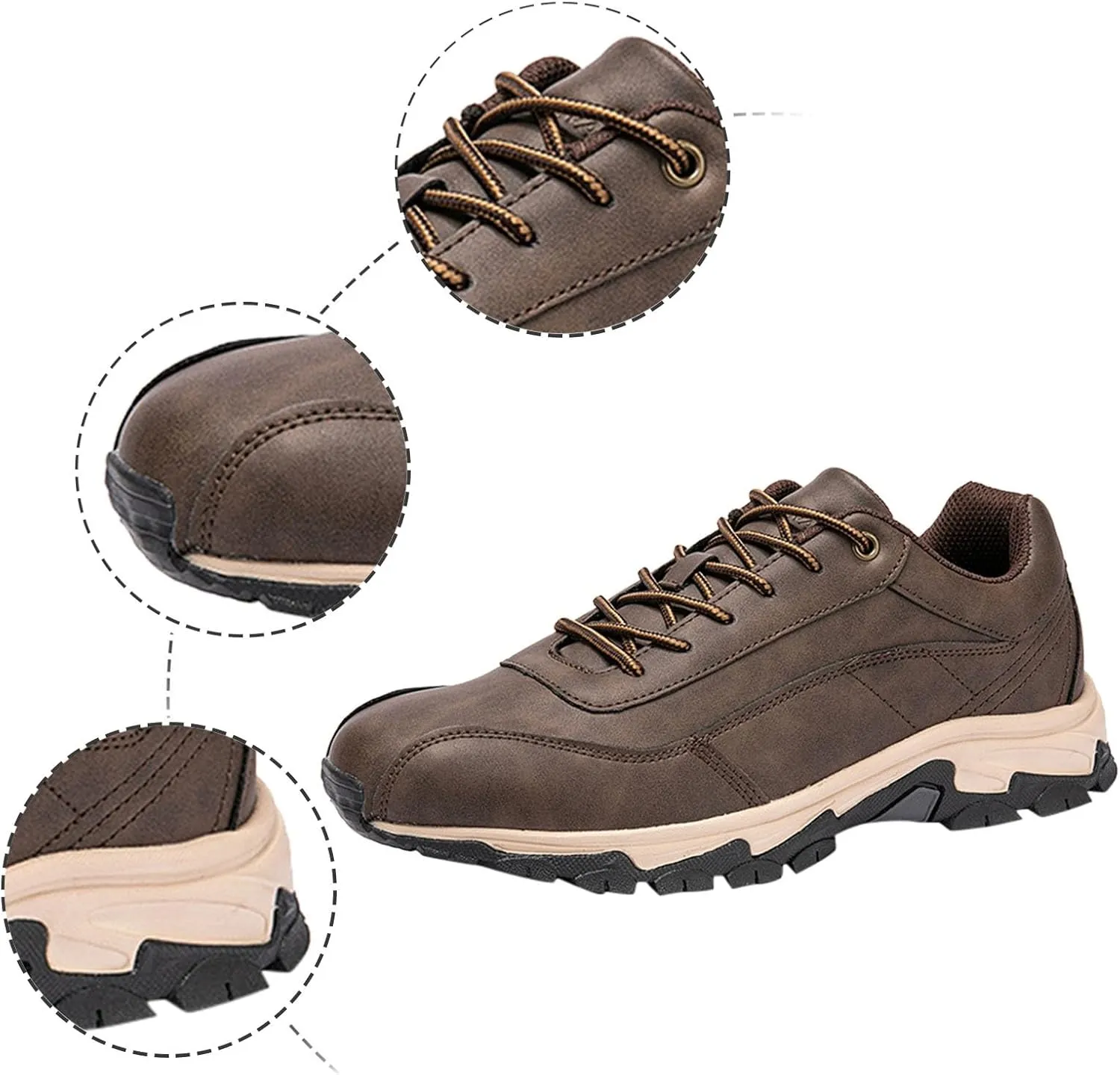 Mens Tennis Shoes Men's Fashion Leather Lace Up Outdoor Hiking Shoes Casual Sports Hiking