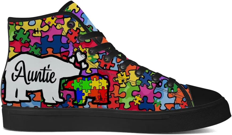 Men's Women's Autism Awareness High Top Sneakers Canvas Shoes Autism Puzzle Shoes Gifts for Men Women