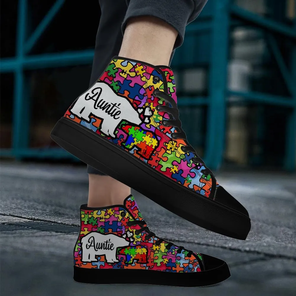 Men's Women's Autism Awareness High Top Sneakers Canvas Shoes Autism Puzzle Shoes Gifts for Men Women