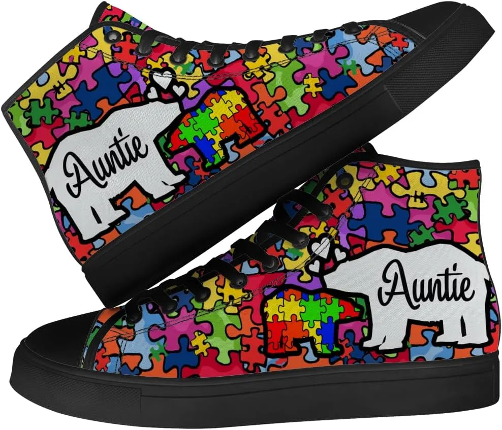 Men's Women's Autism Awareness High Top Sneakers Canvas Shoes Autism Puzzle Shoes Gifts for Men Women