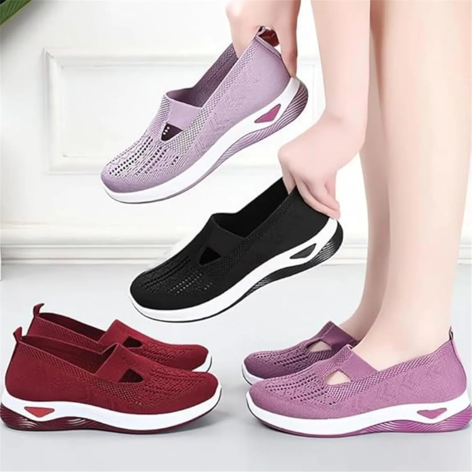 Orthopedic All-Day Comfort Sneakers, Slip-On Soft Comfortable Womens Sneakers, Slip-On Lightweight Flat Soft Shoes