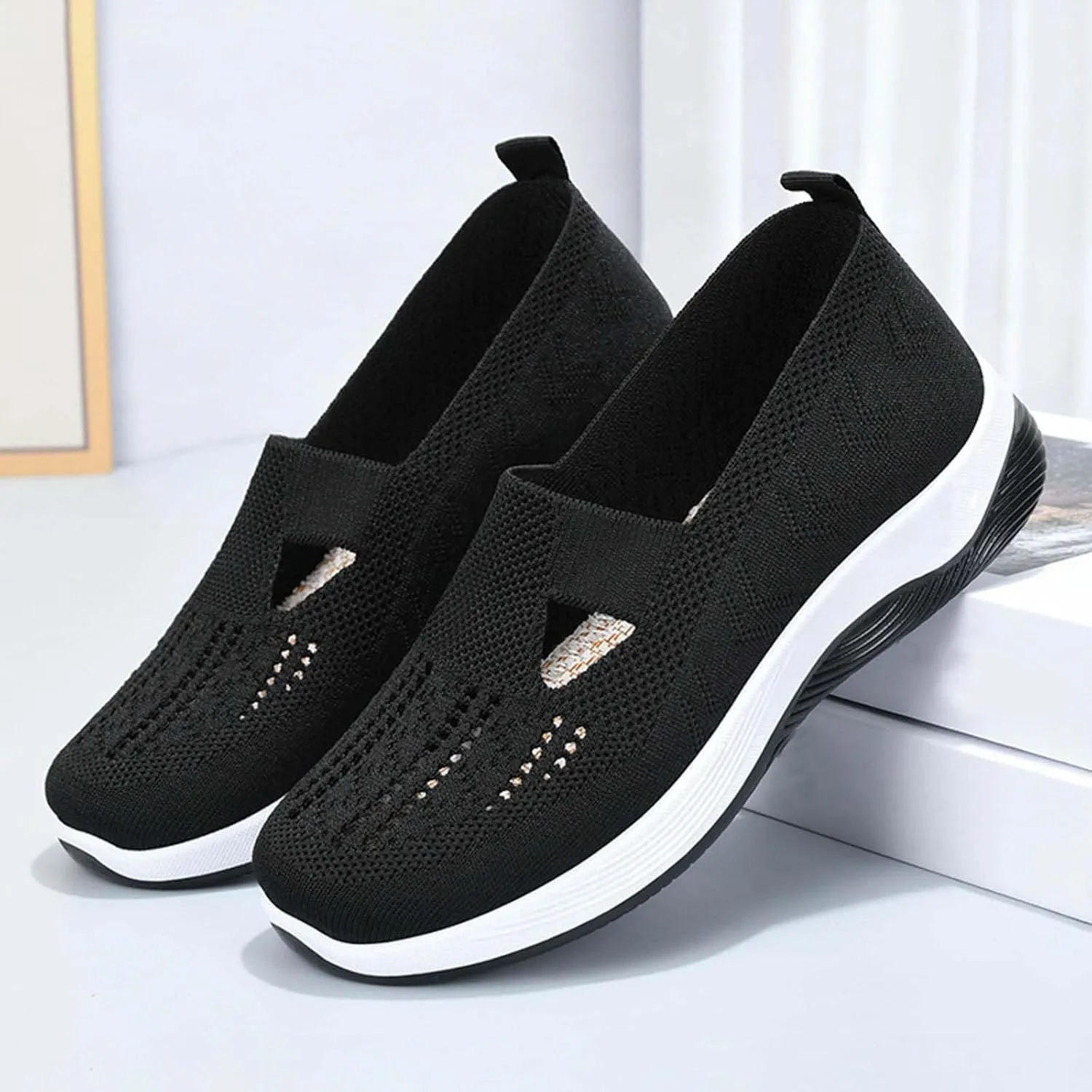 Orthopedic All-Day Comfort Sneakers, Slip-On Soft Comfortable Womens Sneakers, Slip-On Lightweight Flat Soft Shoes