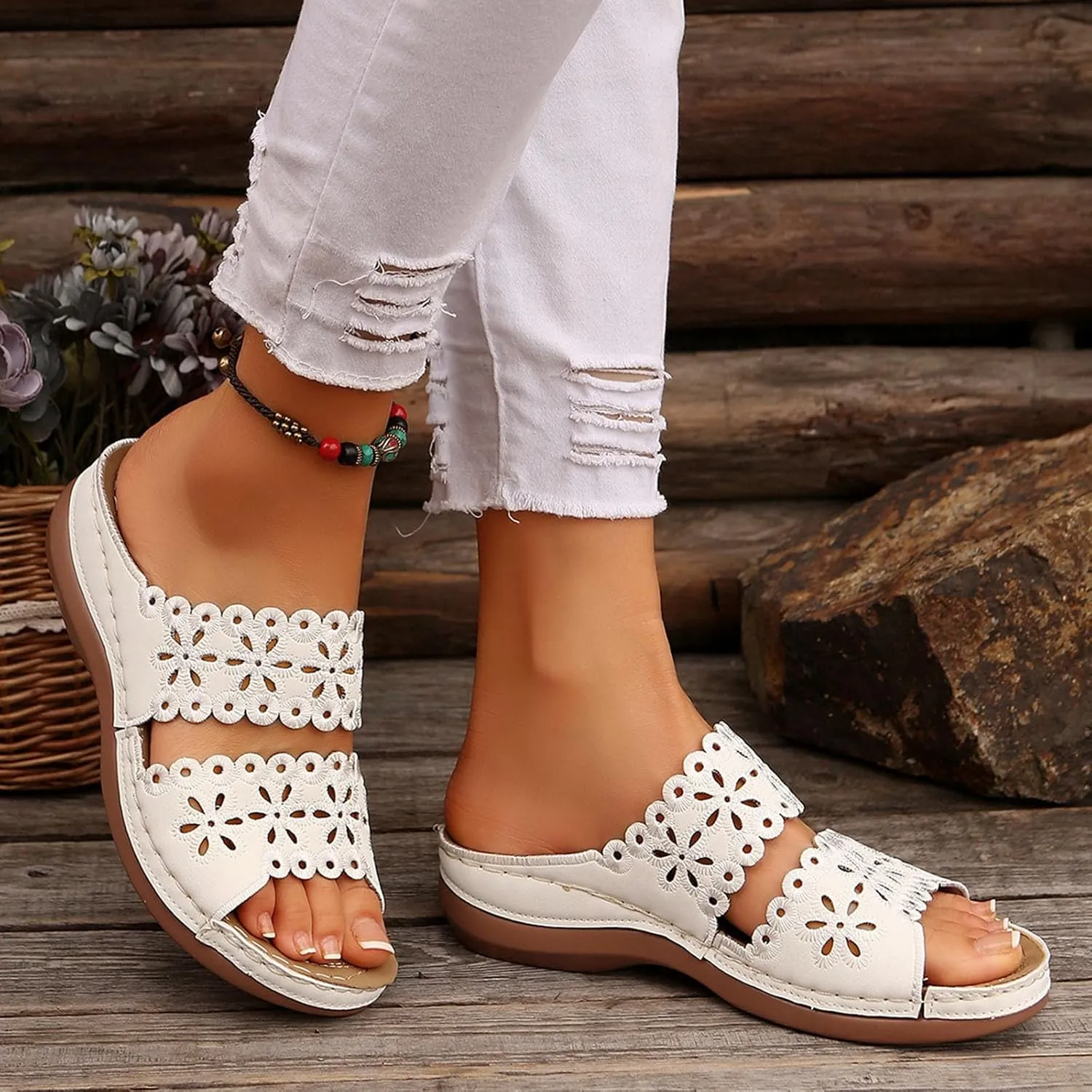 Orthopedic Sandals For Women Arch Support Walking Sandals Comfortable Platform Sandals Summer Orthotic Walking Slides