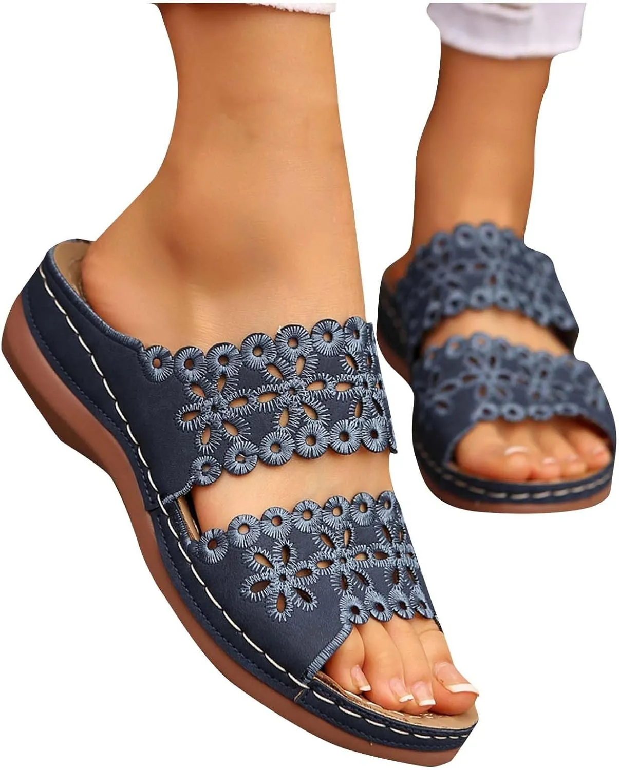 Orthopedic Sandals For Women Arch Support Walking Sandals Comfortable Platform Sandals Summer Orthotic Walking Slides
