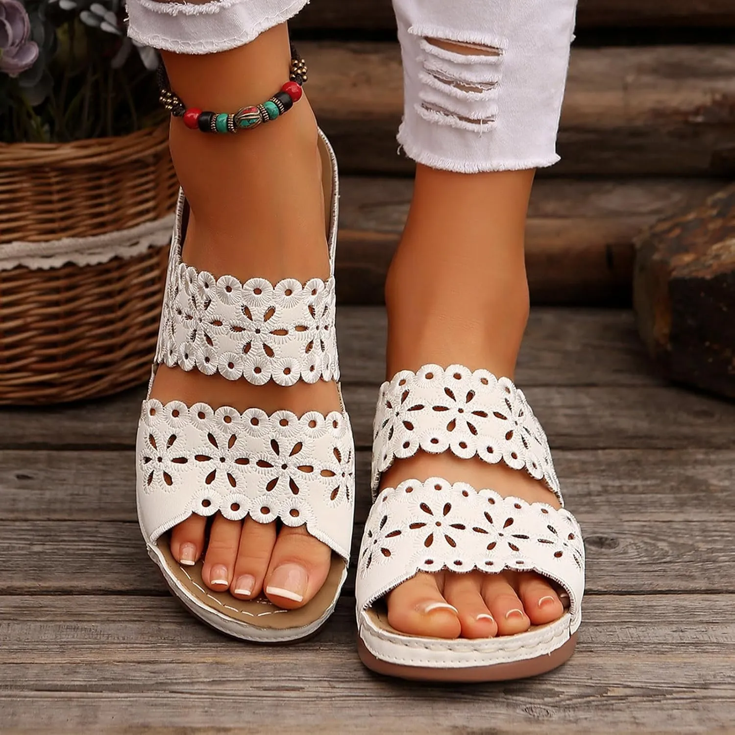 Orthopedic Sandals For Women Arch Support Walking Sandals Comfortable Platform Sandals Summer Orthotic Walking Slides