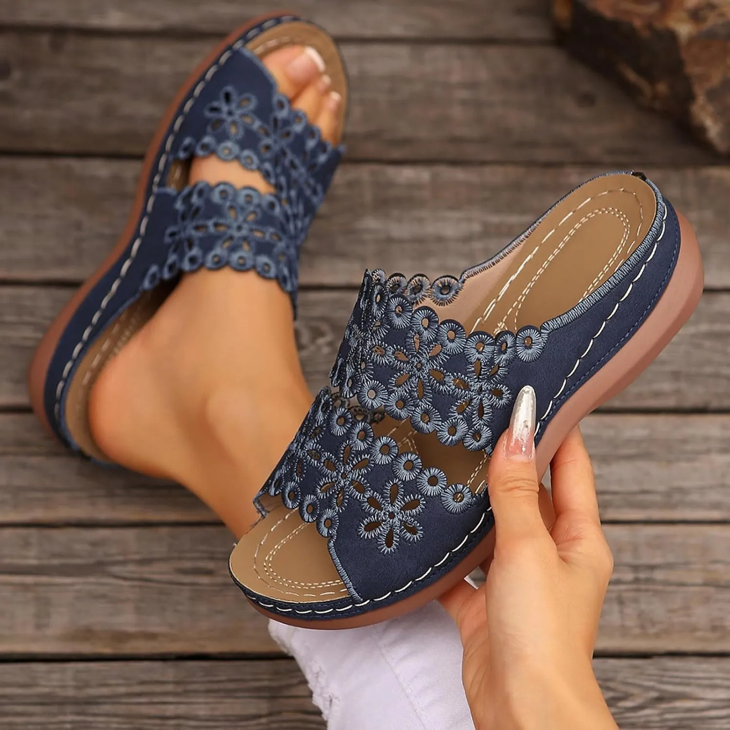 Orthopedic Sandals For Women Arch Support Walking Sandals Comfortable Platform Sandals Summer Orthotic Walking Slides