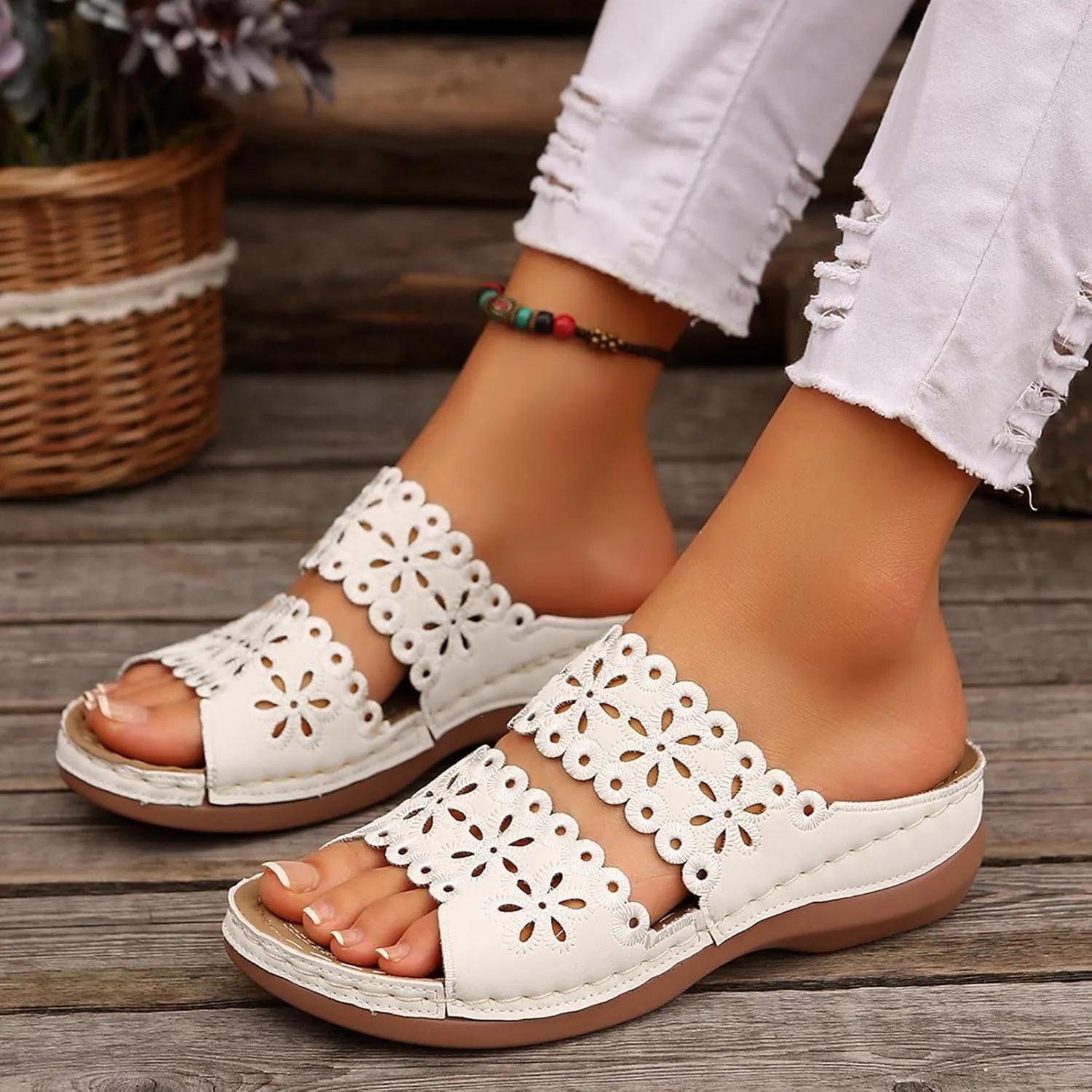 Orthopedic Sandals For Women Arch Support Walking Sandals Comfortable Platform Sandals Summer Orthotic Walking Slides