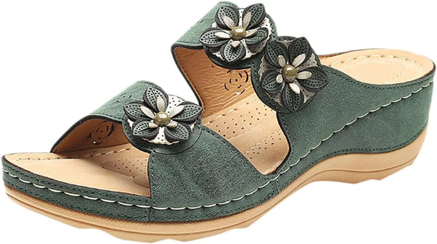 Orthopedic Sandals for Women Comfortable Open Toe Slip On Wedge Slippers Casual Soft Cushion Yoga Mat Shoes Lightweight Non-Slip Summer Beach Slippers