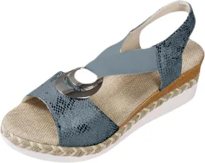 Orthopedic Sandals for Women Metal Trim Leather Wedge Sandals Open Toe Ankle Strap Sandal Woven Flax Sole Platform Shoes Comfortable Arch Support Summer Shoes