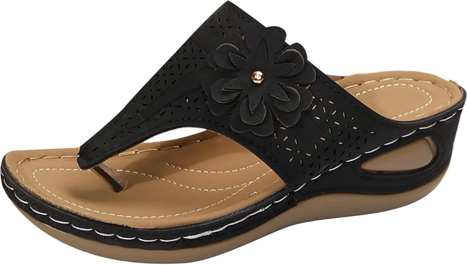 Orthopedic Sandals for Women, Orthotic Thong Slippers, Comfortable Flip Flops with Arch Support, Dressy Summer Flats Slip On Beach Sandals Thick Soled Slippers Breathable Walking Shoes 2025 Fashion