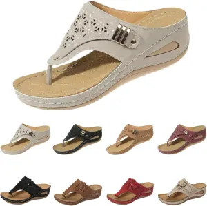 Orthopedic Sandals for Women, Orthotic Thong Slippers, Comfortable Flip Flops with Arch Support, Dressy Summer Flats Slip On Beach Sandals Thick Soled Slippers Breathable Walking Shoes 2025 Fashion