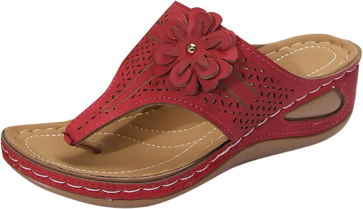 Orthopedic Sandals for Women, Orthotic Thong Slippers, Comfortable Flip Flops with Arch Support, Dressy Summer Flats Slip On Beach Sandals Thick Soled Slippers Breathable Walking Shoes 2025 Fashion
