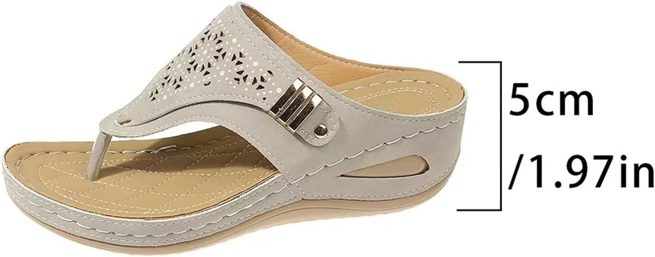 Orthopedic Sandals for Women, Orthotic Thong Slippers, Comfortable Flip Flops with Arch Support, Dressy Summer Flats Slip On Beach Sandals Thick Soled Slippers Breathable Walking Shoes 2025 Fashion