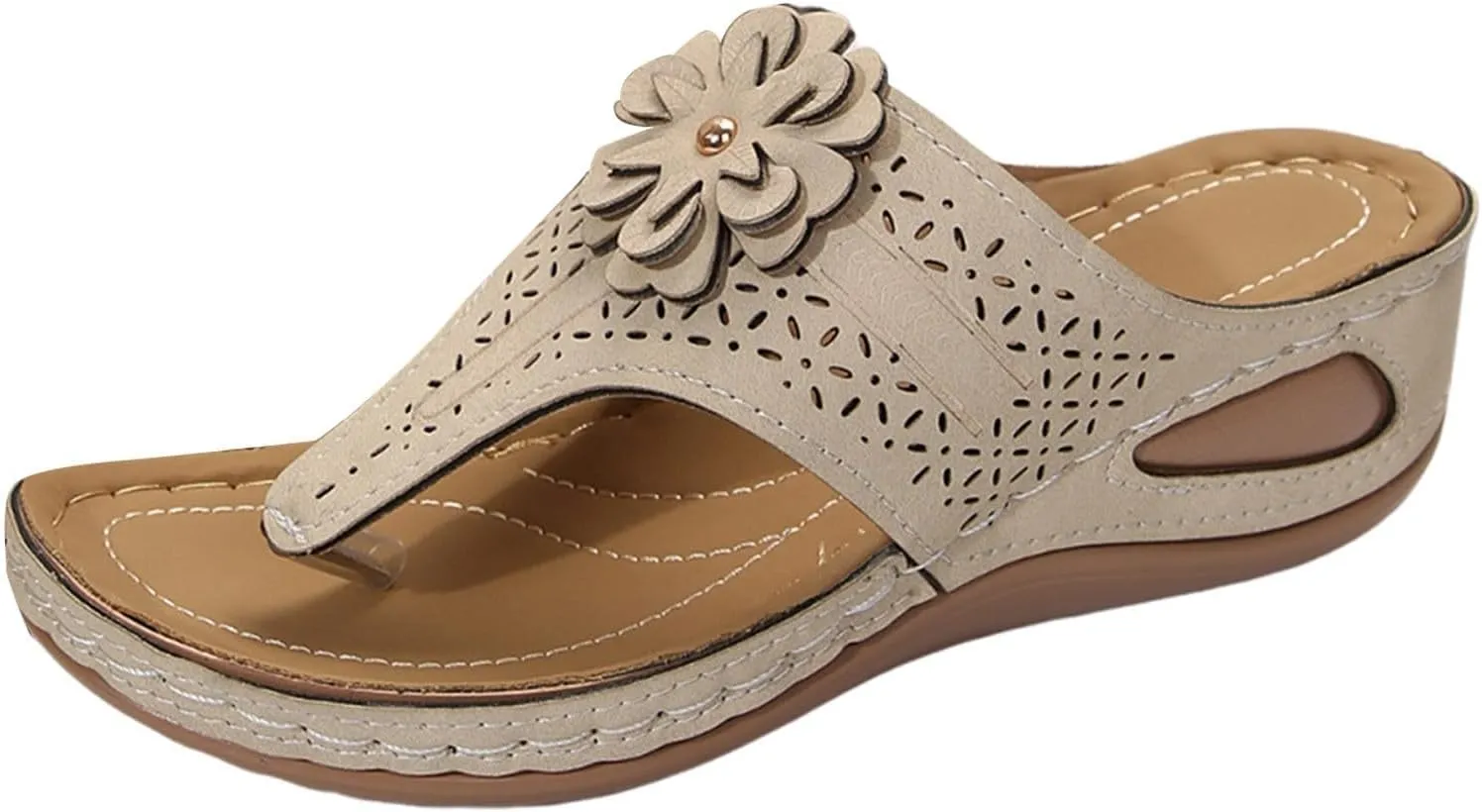 Orthopedic Sandals for Women, Orthotic Thong Slippers, Comfortable Flip Flops with Arch Support, Dressy Summer Flats Slip On Beach Sandals Thick Soled Slippers Breathable Walking Shoes 2025 Fashion