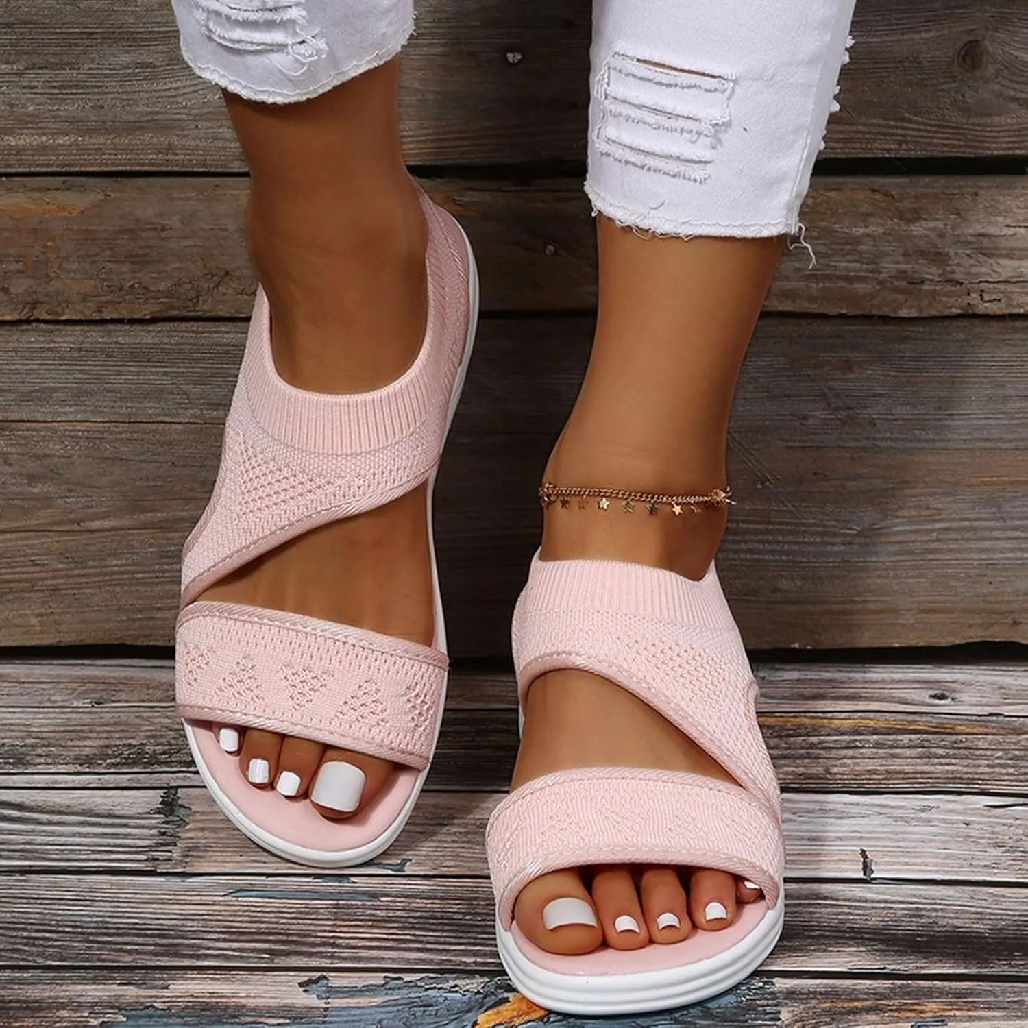 Orthopedic Sport Sandals for Women Breathable Comfortable Plantar Fasciitis Sport Athletic Summer Diabetic Sandals
