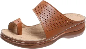 Orthopedic Wedge Sandals For Women Orthopedic Clip Toe Non Slip Slippers Fashion Vintage Cutout Slippers Beach Walking Shoes for Summer Outdoor Casual