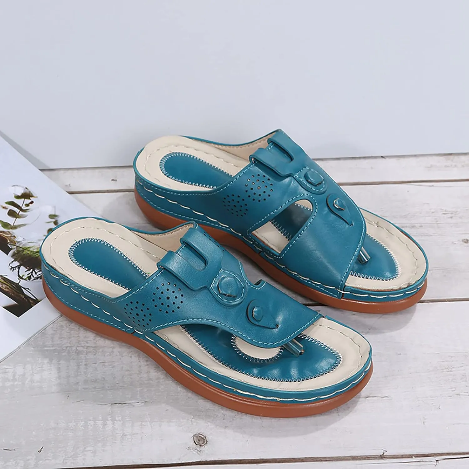 Orthopedic Women Sandals 2025 Summer Comfortable Dressy Sandals Casual Slip on Flip Flops Outdoor Beach Slippers