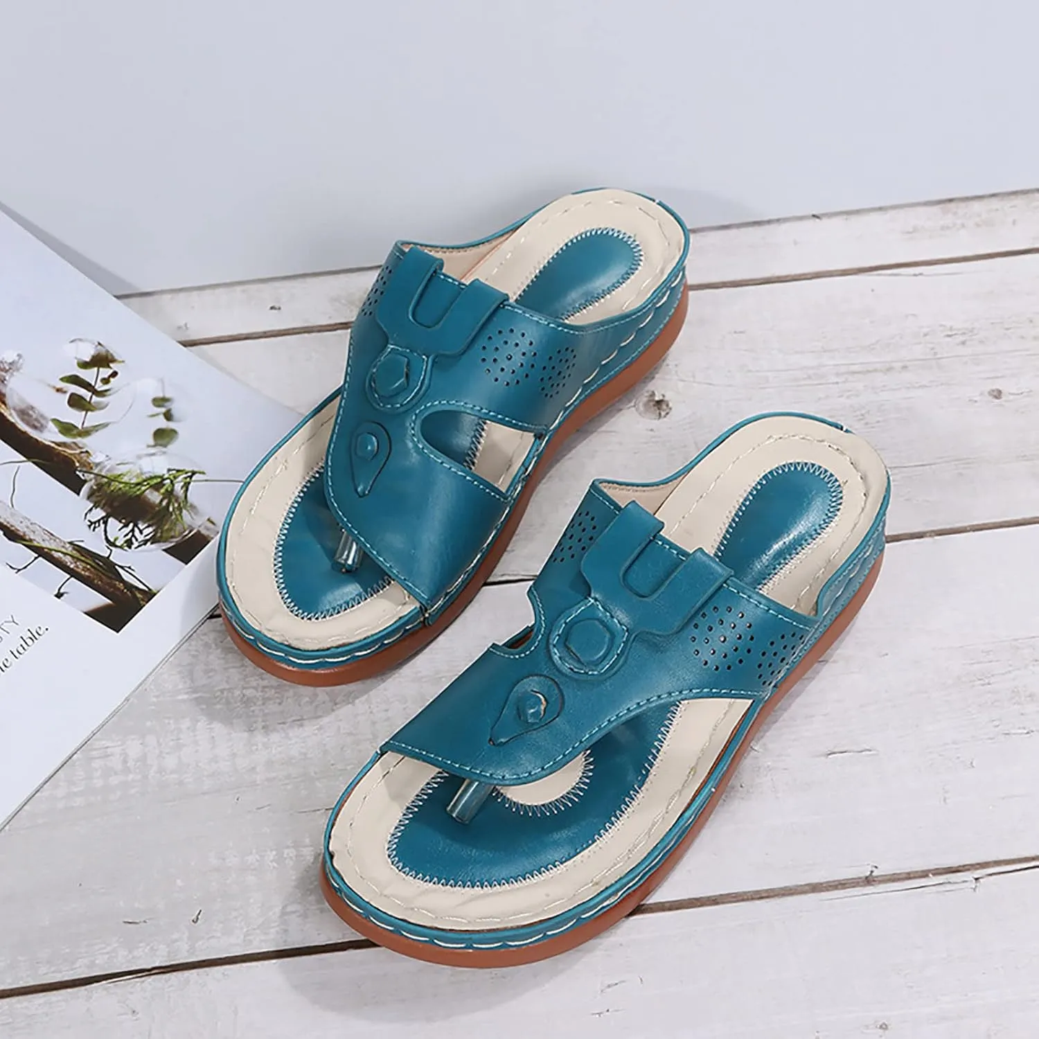 Orthopedic Women Sandals 2025 Summer Comfortable Dressy Sandals Casual Slip on Flip Flops Outdoor Beach Slippers