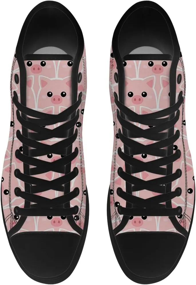 Pig Shoes High Top Canvas Sneakers Lace Up Casual Walking Shoes Gifts for Men Women