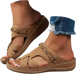 Platform Sandals Women Open Toe Comfort Yoga Mat Wedge Sandals Summer Trendy Thick Sole Slip on Platform Bohemian Shoes