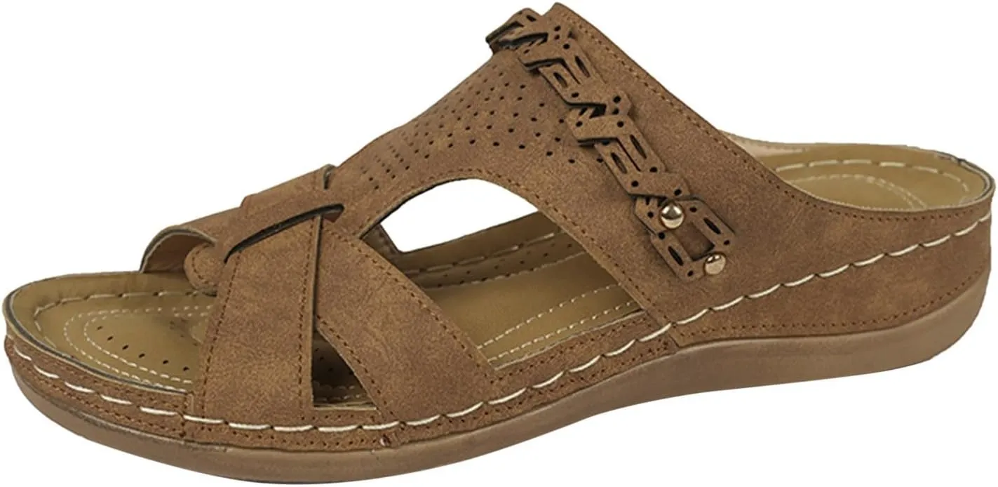 Platform Sandals Women Open Toe Comfort Yoga Mat Wedge Sandals Summer Trendy Thick Sole Slip on Platform Bohemian Shoes