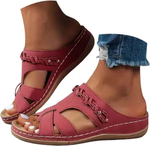 Platform Sandals Women Open Toe Comfort Yoga Mat Wedge Sandals Summer Trendy Thick Sole Slip on Platform Bohemian Shoes