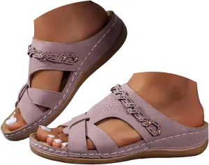 Platform Sandals Women Open Toe Comfort Yoga Mat Wedge Sandals Summer Trendy Thick Sole Slip on Platform Bohemian Shoes
