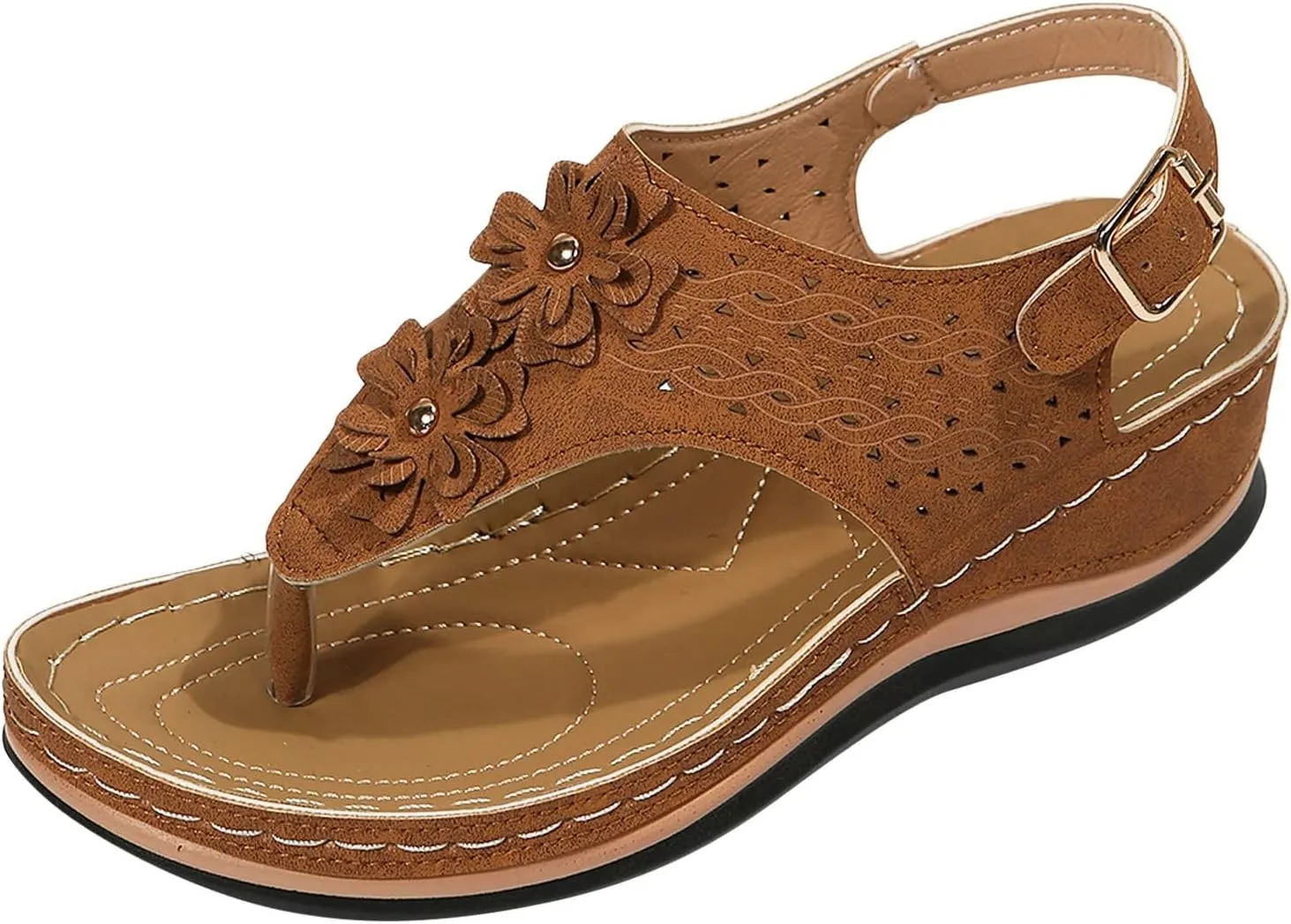 platform sandals women Orthopedic Sandals for Women Fashion,Womens Walking Sandals with Arch Support Anti-Slip Comfortable Casual Flip Flops