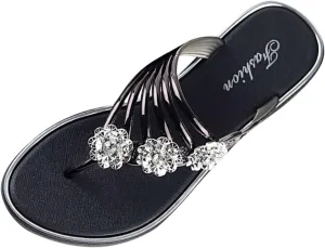 Rhinestone Flip Flops for Women Fashion Beach Thong Slippers Summer Walking Comfy Open Toe Indoor Outdoor Sandles