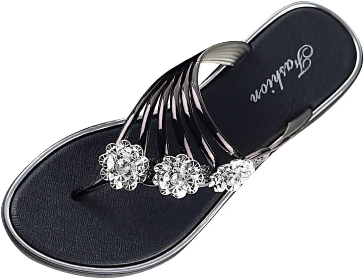 Rhinestone Flip Flops for Women Fashion Beach Thong Slippers Summer Walking Comfy Open Toe Indoor Outdoor Sandles