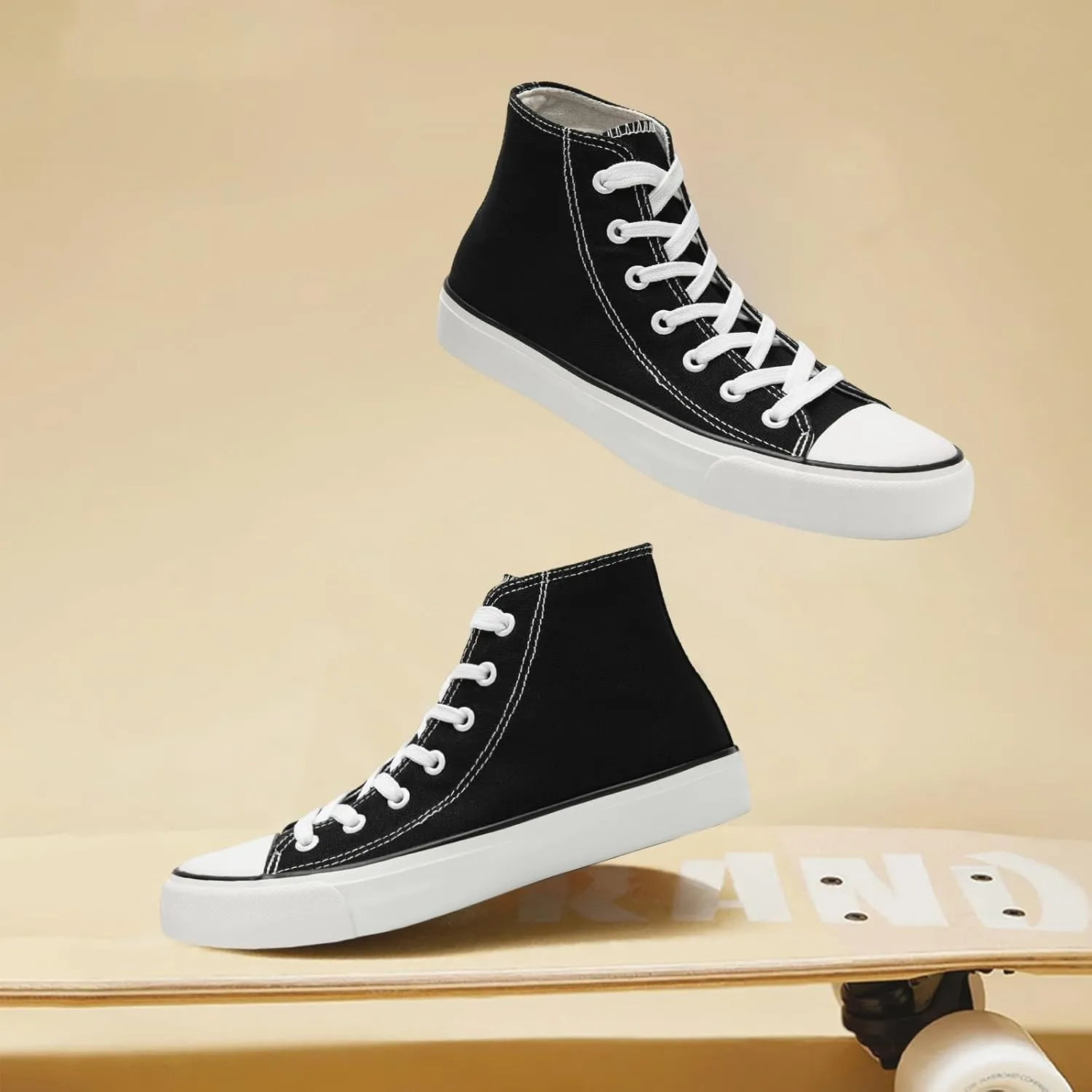 rosyclo Canvas Shoes for Women and Men, High Top Canvas Sneakers Fashion Lace Up Comfortable Womens Classic Casual Tennis Walking Shoes