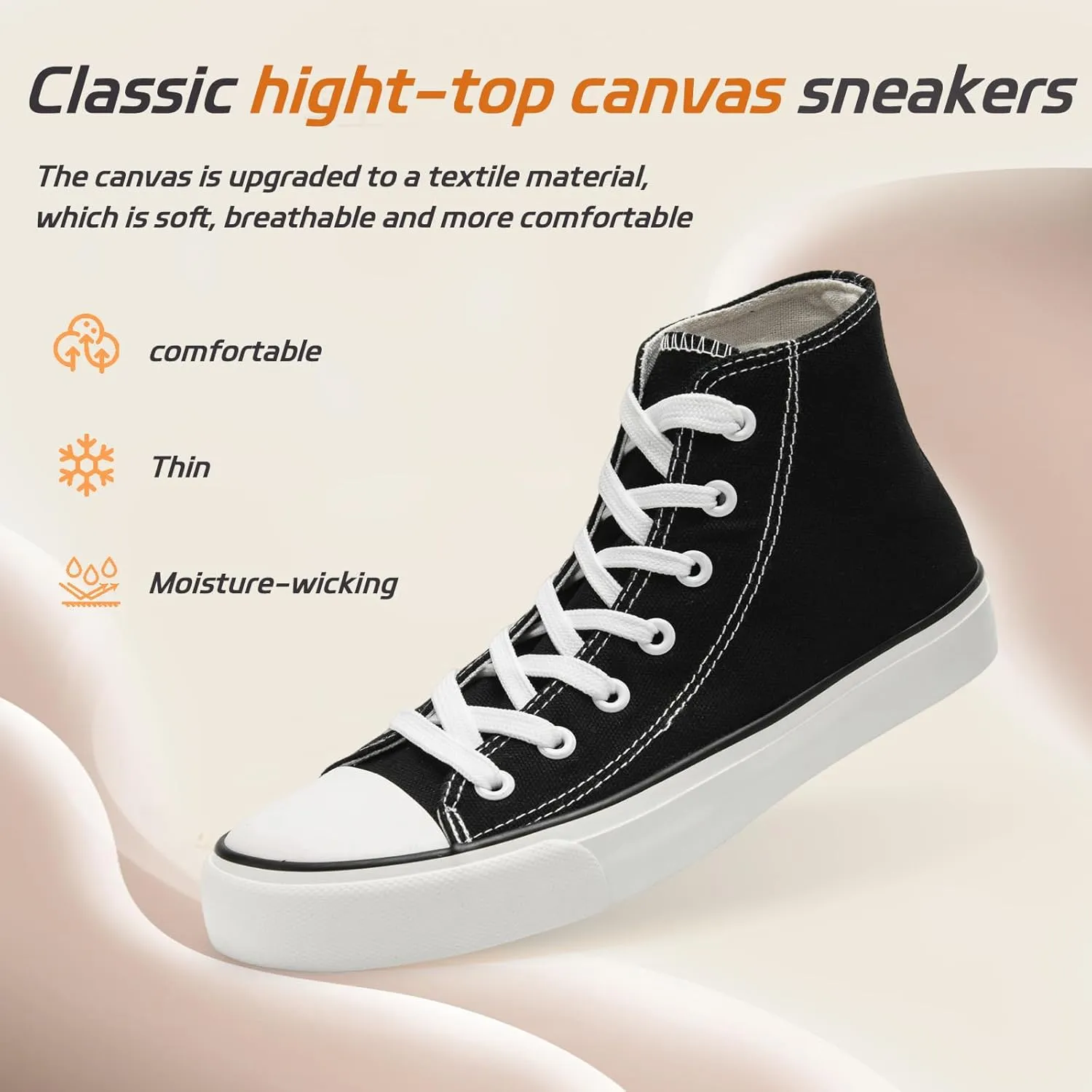 rosyclo Canvas Shoes for Women and Men, High Top Canvas Sneakers Fashion Lace Up Comfortable Womens Classic Casual Tennis Walking Shoes
