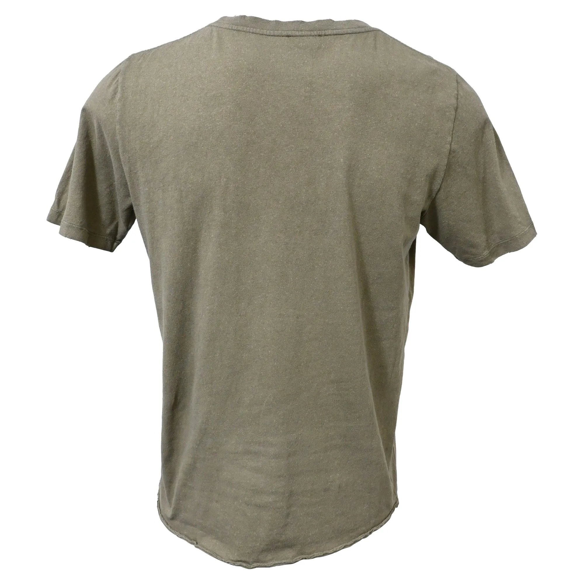 Saint Laurent Logo-Print Distressed-Effect T-shirt in Khaki Cotton