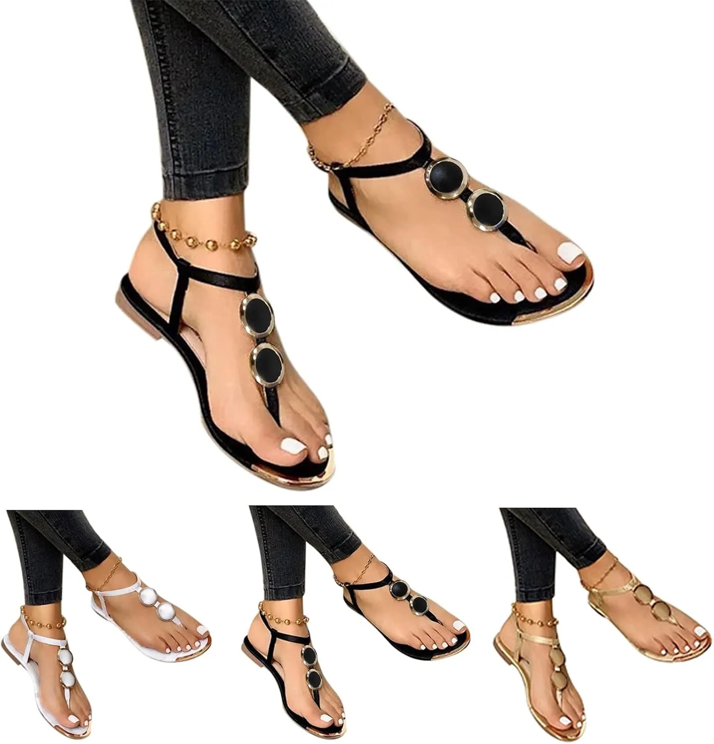 Sandals for Women 2023 Women's Casual Open Toe Buckle Strap Roman Sandal Bohemian Shoes