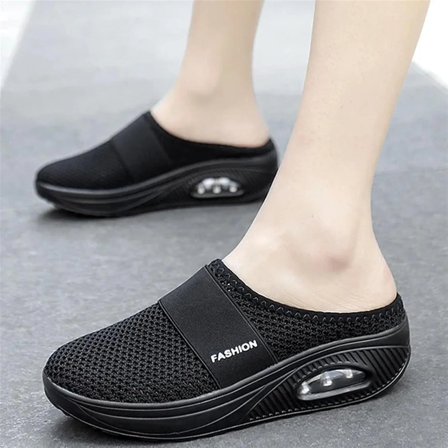 Sandals for Women 2025 Backless Walking Sneakers Air-Cushion Slip-on Walking Shoes Summer Mesh Air Cushion Orthopedic Diabetic Shoes with Arch-Support for Women 2025