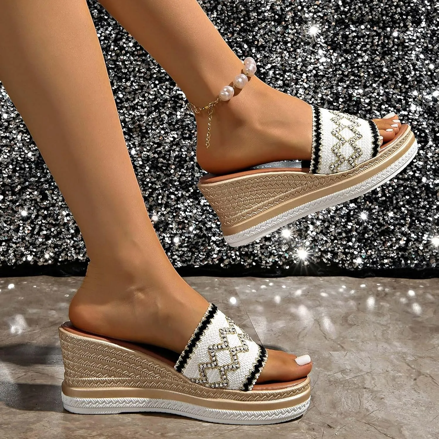 Sandals for Women 2025 Platform Wedges Sandal Slip On Bohemia Sandal Summer Beach Shoes Dress Sandals for Women