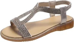 Sandals for Women Open Toe Slingback Shoes Wide Arch Support Sandals Womens Open Toes Ankle Strap Flat Sandals