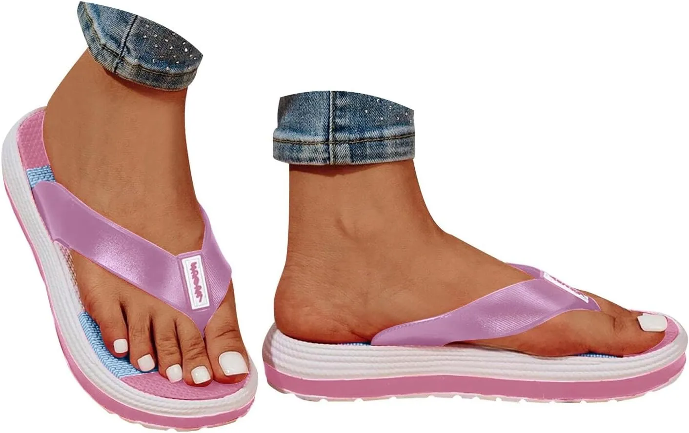 Sandals Slip On Indoor Outdoor Platform Flip Flops For Women Cushioned Thong Sandals With Soft Eva Foam Insole