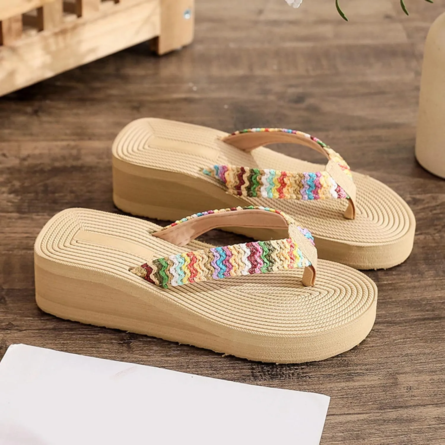 Sandals Slip On Indoor Outdoor Women Flip Flop Summer Wedge Filp Flop Sandals Beach Fashion Comfortable Simple