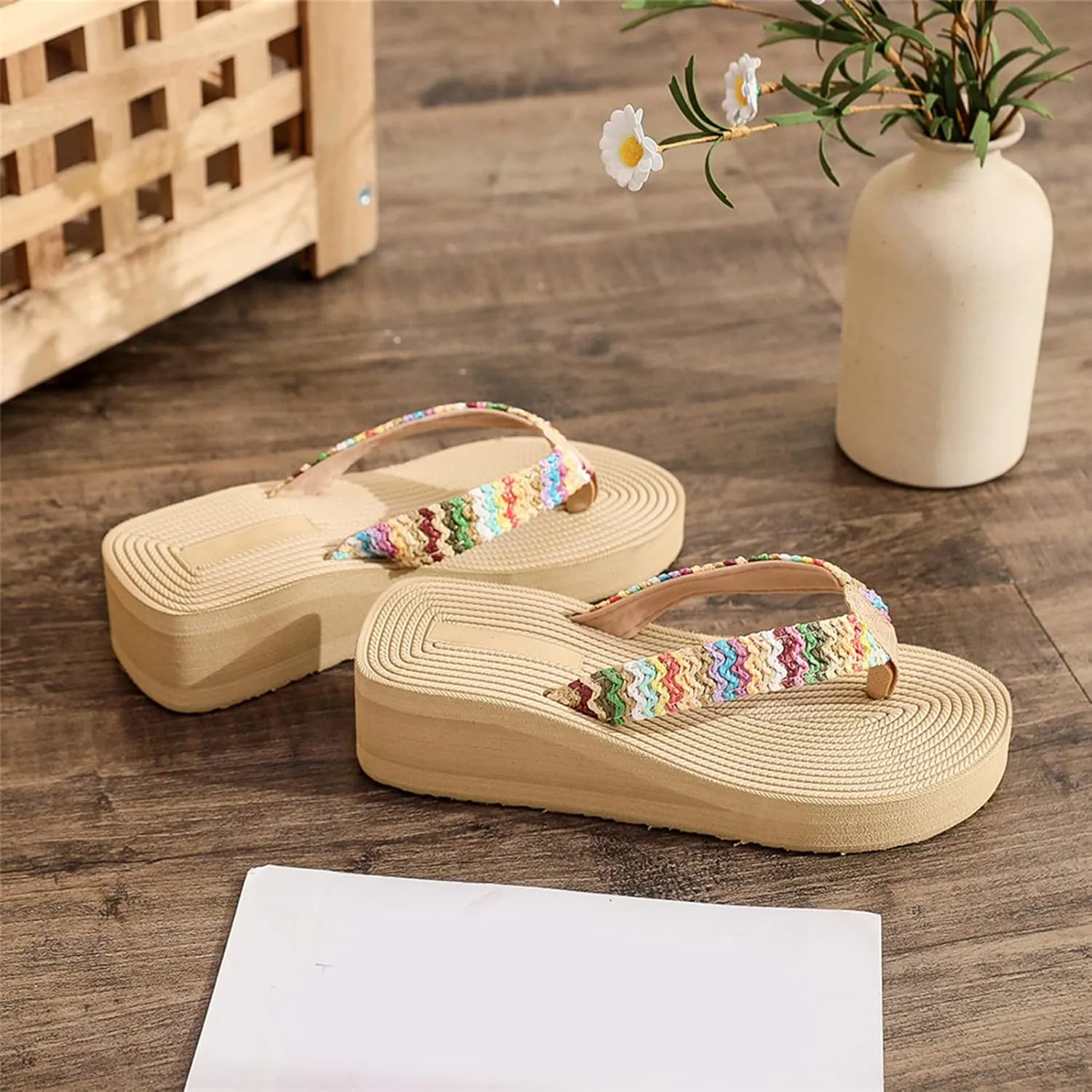 Sandals Slip On Indoor Outdoor Women Flip Flop Summer Wedge Filp Flop Sandals Beach Fashion Comfortable Simple