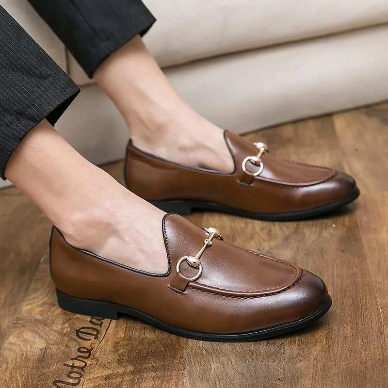 Santimon Men's Horsebit Leather Loafers Classic Moccasins Casual Formal Dress Slip On Driving Shoes for Men