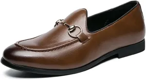 Santimon Men's Horsebit Leather Loafers Classic Moccasins Casual Formal Dress Slip On Driving Shoes for Men